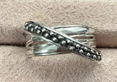 Michael Dawkins Sterling Silver Pebble Wave Ring ~Size 9 Foto 1 de 4