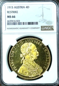 1915 Austria 4 Ducat Restrike Gold Coin NGC Certified MS66 Gem Near Perfect - Picture 1 of 4