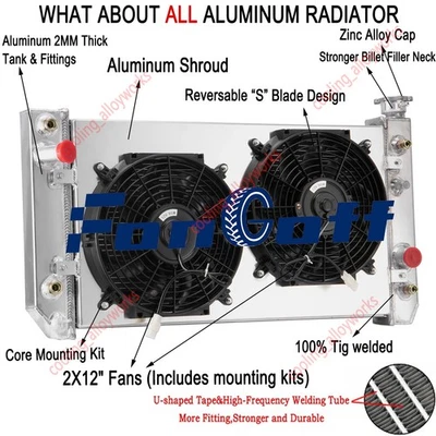 4Row Radiator Shroud Fan Fit 1988-94 Chevy S10 Blazer GMC S15 Jimmy Sonoma 4.3L — 第 1/4 张图片
