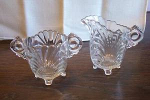 Cambridge Kristallklar Caprice Muster Offen Zucker & Milchkännchen Set Siehe Bilder - Bild 1 von 4