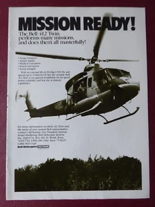 6/1984 PUB BELL HELICOPTER TEXTRON HELICOPTERE BELL 412 TWIN ORIGINAL AD - Foto 1 di 1