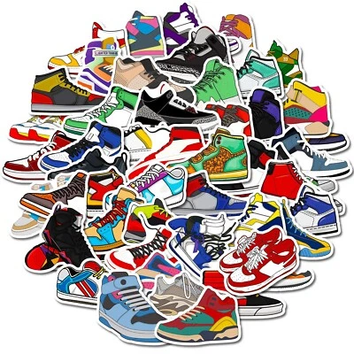 1TO3SHOP 50 Pcs Sneakers Stickers Basketball Fashion Skateboard Vinyl Shoe Trainers Decal