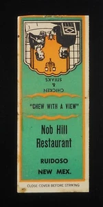 1940er Nob Hill Restaurant Kauartikel mit Aussicht Huhn & Steak Ruidoso NM Lincoln Co - Bild 1 von 2