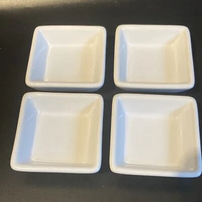 Pampered Chef Simple Additions White Dipping/Condiment/Sushi Square Bowls X 4 - Image 1 of 4