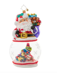 New Christopher Radko Santa's Magic Snow Globe Ornament Christmas Holiday - Foto 1 di 4