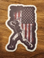 ⚾BASEBALL STICKER Laptop Sticker Chromebook Water Bottle USA Flag American Flag⚾