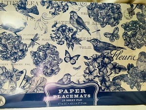 Michel design Works Paper Placemats-Indigo Cotton - Picture 1 of 7