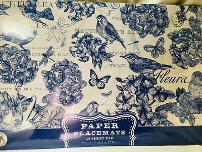 Michel design Works Paper Placemats-Indigo Cotton - Image 1 of 4
