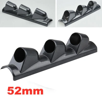 2" 3-Hole Car Auto A Pillar Dash Gauge Pod Mount Frame Cover Carbon Fiber Look - Image 1 of 4