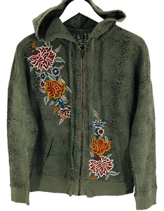 NEW Kyla Seo Women Embroidered Boho Hoodie Jacket Sweatshirt Full Zip Sz S - Picture 1 of 11