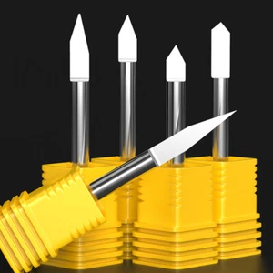 4mm Shank Carbide Flat Bottom Engraving Bits CNC Router Bits V Carving Cutters - Picture 1 of 25