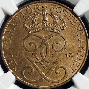 SWEDEN. 1913, 5 Ore - NGC MS64 - Gustaf V, Semi-Key - Picture 1 of 8