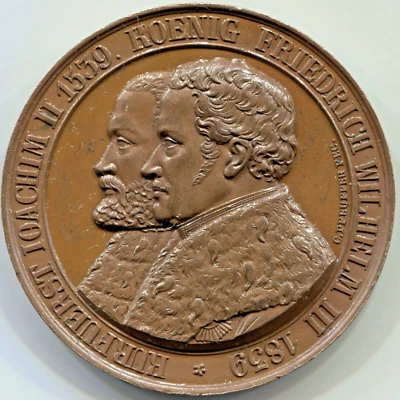 1839 GERMAN COMMEMORATIVE MEDAL - 60 mm - FREDERICK WILLIAM III 300th -# EC 8015 - Image 1 of 4