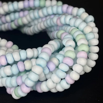 Glasperlen Schmuckperlen Gefrostet Pastellfarben Baby Blau Mix 4x3mm 130 Perlen - Bild 1 von 2