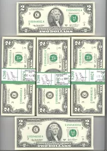 A ""C"" Philadelphia 2003 $2 paquetes de tres con correa BEP $600 FV 300 notas consecutivas - Imagen 1 de 1