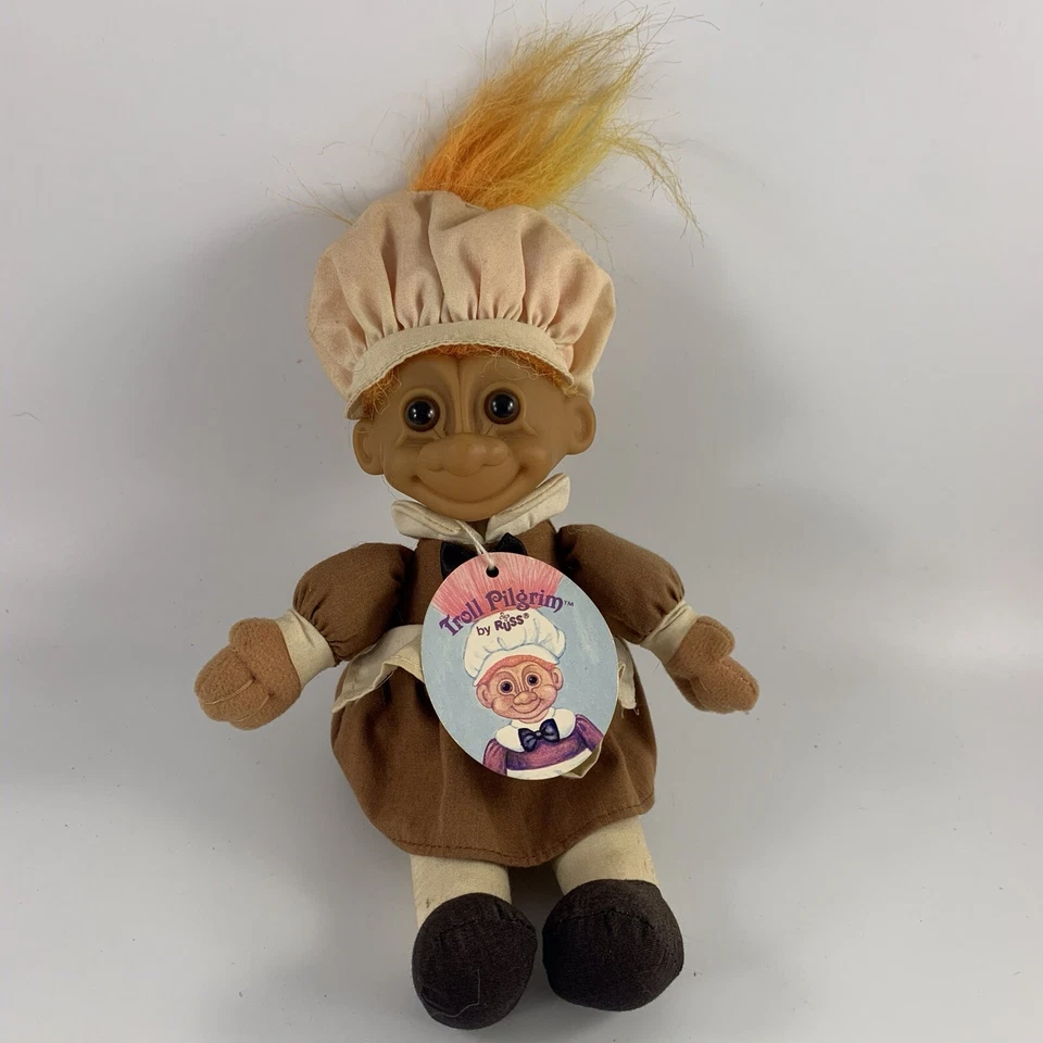 Russ Pilgrim Troll Thanksgiving Girl Soft Body Doll Hang Tag