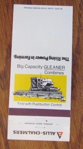 ALLIS-CHALMERS TRACTOR COMBINA CUBIERTA DE MATCHBOOK: CUBIERTA DE MATCHBOOK VACÍA AÑOS 80 -D8 - Imagen 1 de 2