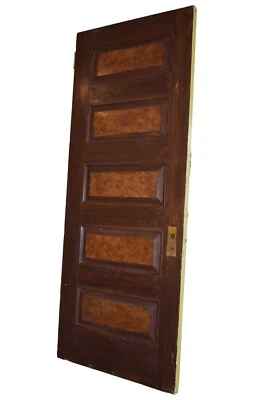 Tall Antique Architectural Salvage 5-Panel Wood Door - Image 1 of 4