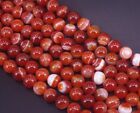 Natural Orange Stripe Agate Gemstone Round Loose Beads 6mm 8mm 10mm 12mm 15.5"