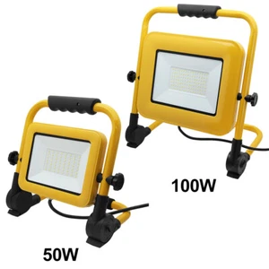 LED Work Light Outdoor IP65 Portable Security Garage Flood Light Stand 3M Wire - Picture 1 of 25