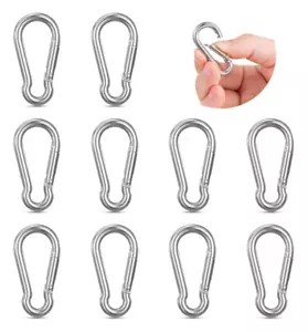 10 PCS Stainless Steel Carabiners Spring Snap Hooks Heavy Duty Keychain Clip NEW - Picture 1 of 7