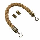 40Mm Natural Manila Barrier Rope X 3 Metres Antique Brass Hooks And Eyeplates