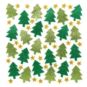 25 Self Adhesive Foam Glitter Christmas Tree Sticker Shapes New - Picture 1 of 3