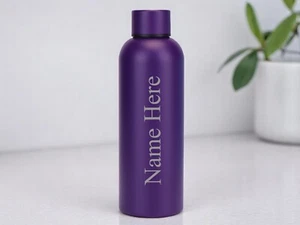 Personalised Thermos Water Bottle Any Name Engraved 500ml Purple - Picture 1 of 2