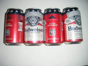 4 Budweiser FOLDS OF HONOR Flag Empty Beer Can Limited Edition 2024 King Of Beer - Picture 1 of 6