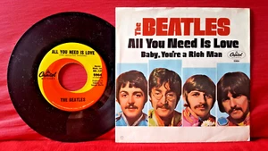 The Beatles "All You Need Is Love" West Coast Picture Sleeve & Disc, NICE cond - Picture 1 of 2