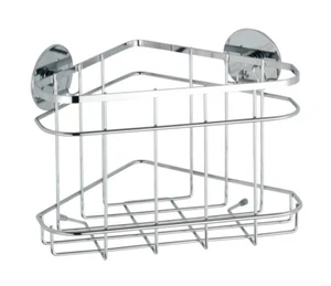 WENKO Eck Ablage Dusch Regal Korb Bad Edelstahl Badezimemr Halter ohne bohren - Bild 1 von 9