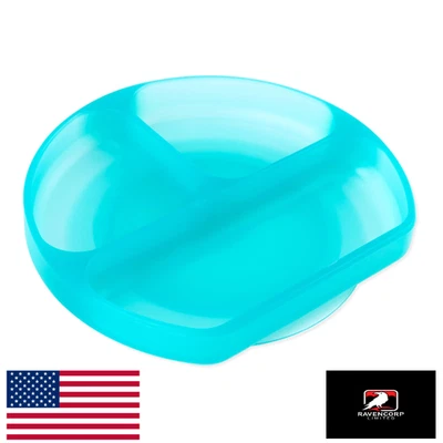 Placa de succión de silicona Bumkins, plato de agarre dividido - Destete LED para bebé, 6 Mos + Azul Foto 1 de 4