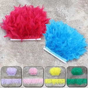 Cinta de recorte esponjosa con flecos de plumas de avestruz de 1 metro hágalo usted mismo decoración artesanal - Imagen 1 de 47