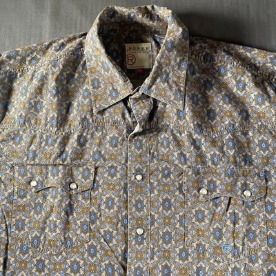 Camisa Roper Para Hombres 2XL Azul Tostado Perla Occidental A Presión Manga Larga Algodón Cachemira Foto 1 de 4