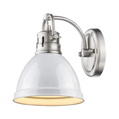 Tocador de baño Golden Lighting 3602-BA1 PW-WH Duncan 1 luz en peltre con blanco Foto 1 de 2