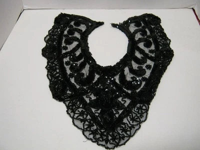 Старинный викторианский черный кружевной стеклянный бусина, блестки карнавальный воротник - Изображение 1 из 4