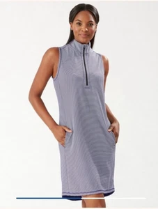Tommy Bahama IslandZone 1/4-Reißverschluss Kleid mittelblau gestreift ~ gebraucht, in einwandfreiem Zustand - Bild 1 von 11