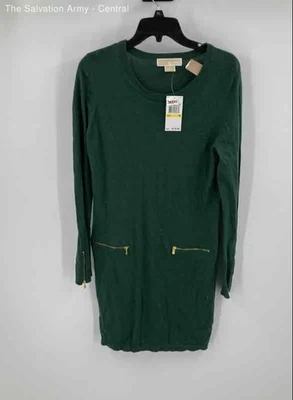 Michael Kors Womens Green Long Sleeve Round Neck Knitted Sweater Dress Size M - Image 1 of 4