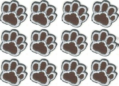 Brown Dog Paw Print Patch Embroidered Cut out Iron on Sew on Lot of 12 - Image 1 of 2
