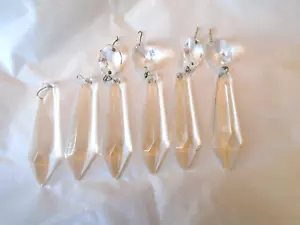 6 Antique Crystals For Chandelier 3 3/4” Prisms Vintage Replacement Ornaments - Picture 1 of 1