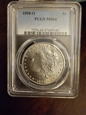 1898-O Morgan Silver Dollar $1 PCGS MS64 Cover