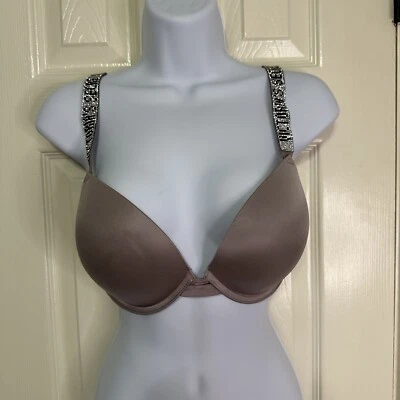 Sujetador Victoria’s Secret Muy Sexy Push Up Estrás 34D Malva y Plateado Foto 1 de 4