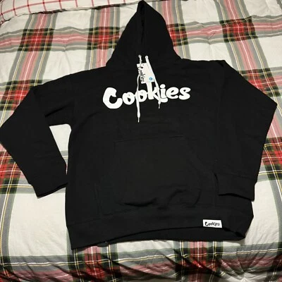 Auténtica sudadera con capucha Berner Cookies Clothing CKS logotipo original negra/blanca mediana Foto 1 de 4