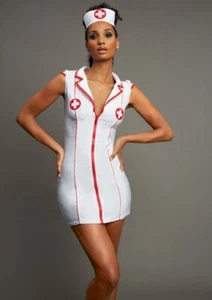 Ann Summers Hospital Hottie Naughty Nurse White/Red Zip Up Dress Szs 6-24 - Picture 1 of 12