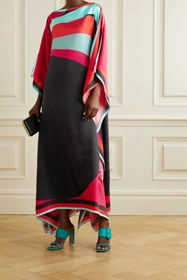 Beautiful Soft Satin Silk Kaftan, Women’s Beach Wear caftan, Beach Kaftan J5588 - Image 1 of 4