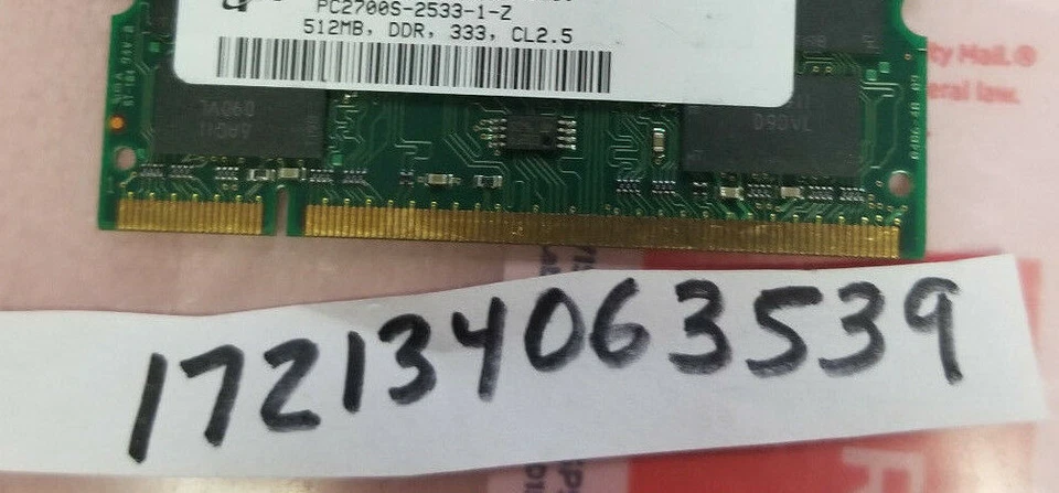 512MB 2RX8  DDR PC PC2700S 333MHZ 2700 200PIN NON-ECC DUAL RANK 32X8 UNBUFFERED - Image 1 of 1