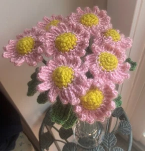 Crochet Flower bouquet , Crochet Daisy Bouquet, Birthday Gift, 10 Crochet Daisy - Picture 1 of 5