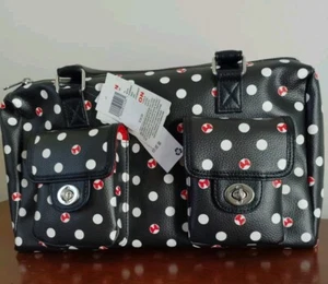 NWT Disney Parks Minnie Mouse Black And White Polka Dot Satchel Disney World - Picture 1 of 10
