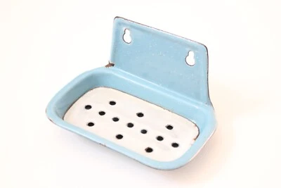 saboneteira esmaltada antiga | sabonete decorativo vintage para banheiro pia vitoriana cozinha antiga - Imagem 1 de 4