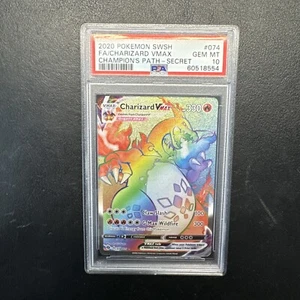 Pokemon Champion's Path 074/073 Charizard Vmax Secret Rainbow 2020 raro PSA 10 - Imagen 1 de 6